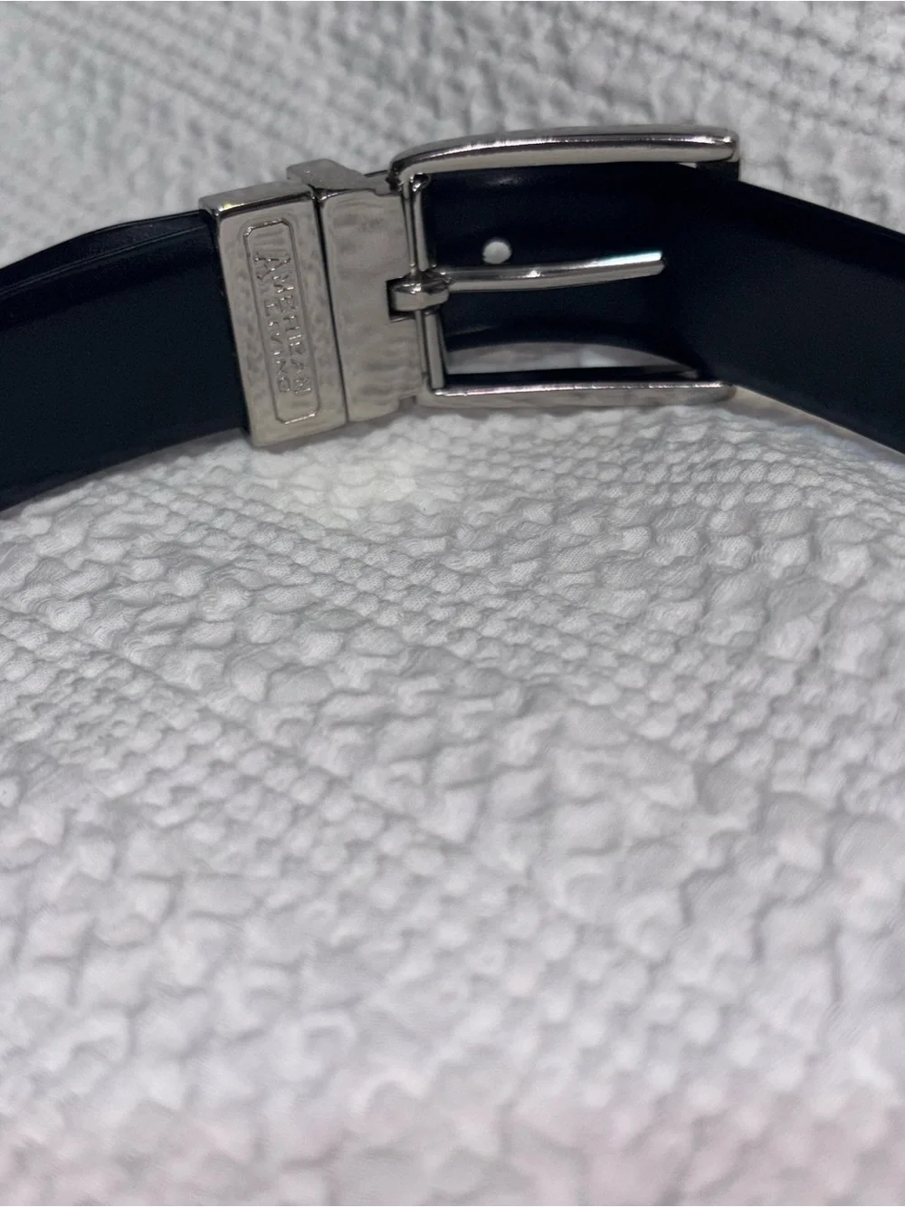 Men's Brown and Black Reversible Leather Belt with Silver Buckle